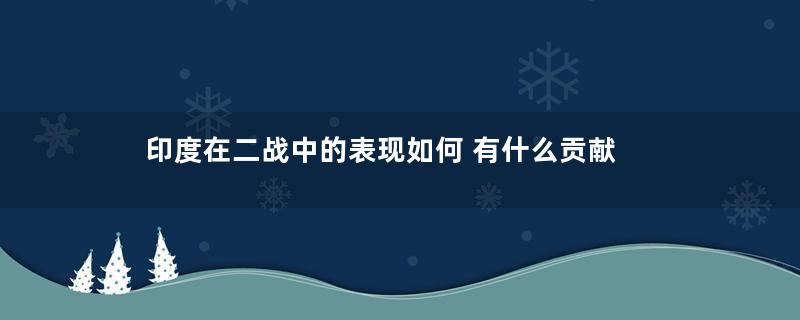 印度在二战中的表现如何 有什么贡献